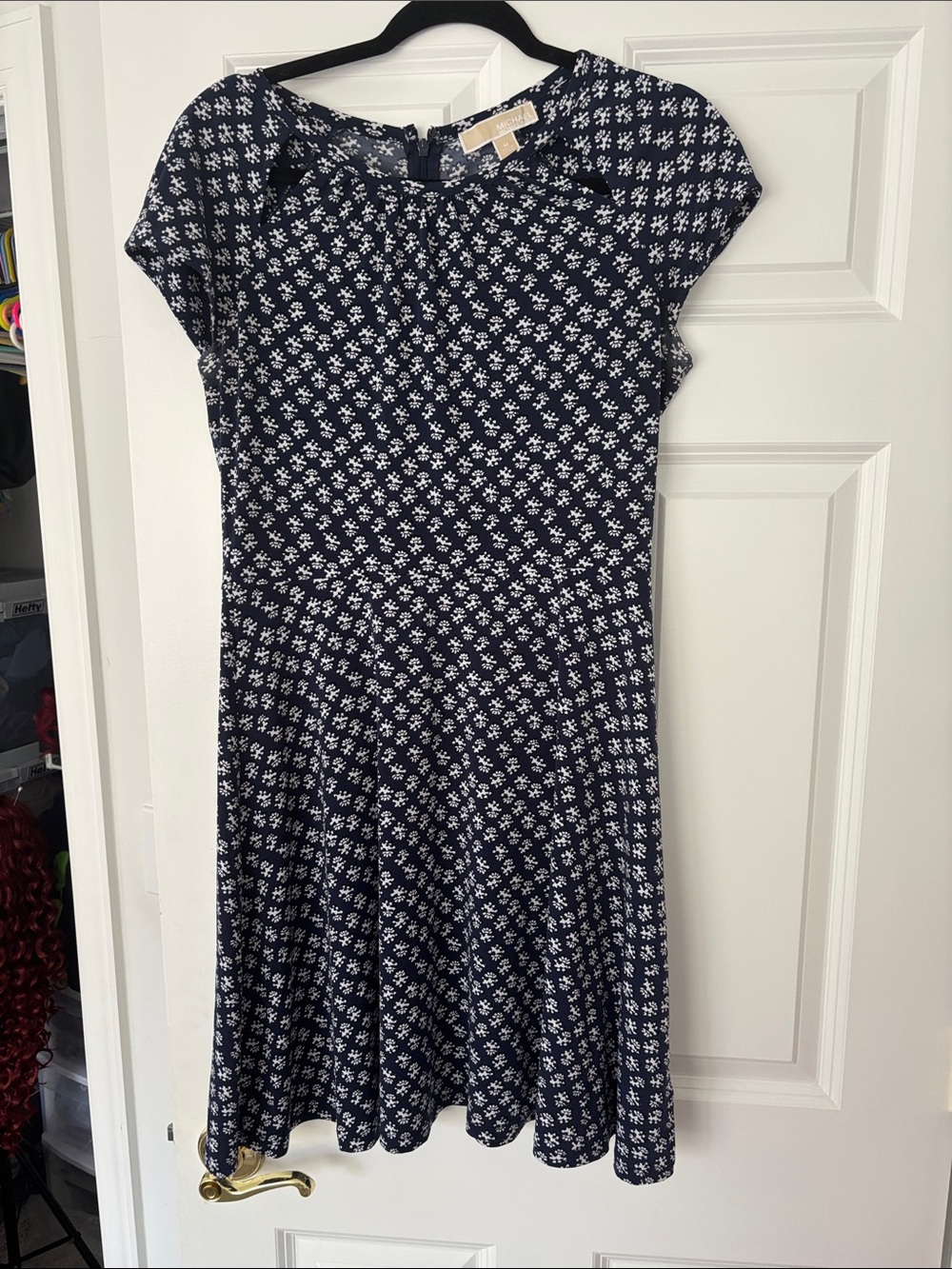 Michael by Michael Kors blue print dress with cutouts size M